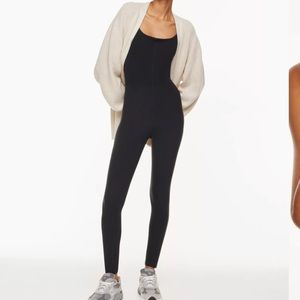 Wilfred Black Bodysuit with Cream Cardigan